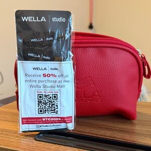Wella Studio Red Cosmetic Pouch with no dent clips